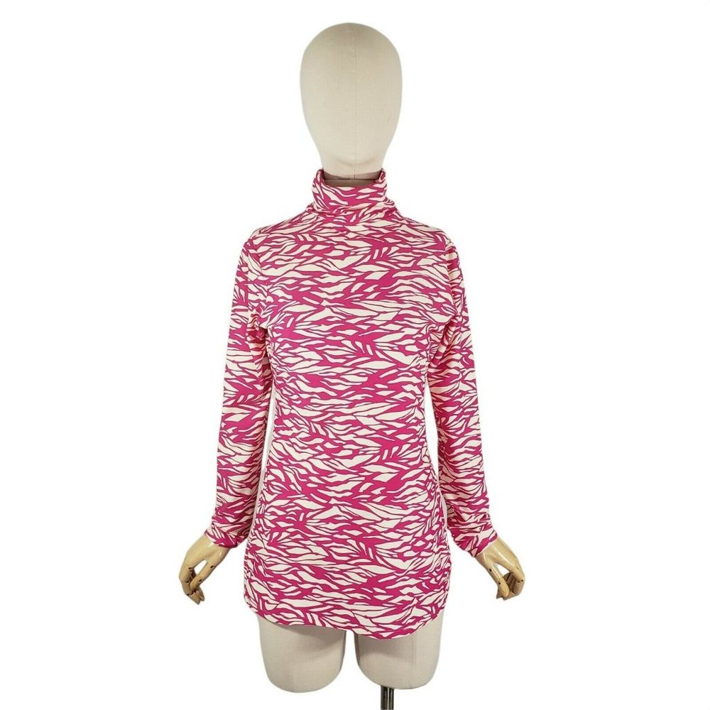 JUDE CONNALLY Turtleneck Mock Printed Stretch Knit Top